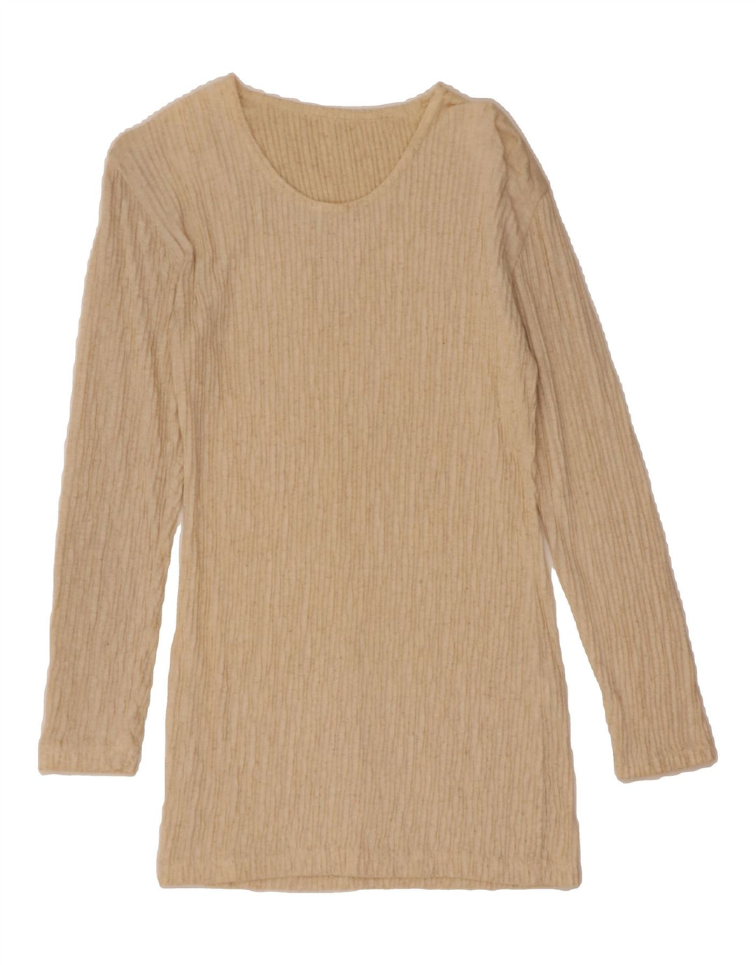 VINTAGE Womens Top Long Sleeve UK 10 Small Beige Viscose Vintage Vintage and Second-Hand Vintage from Messina Hembry 