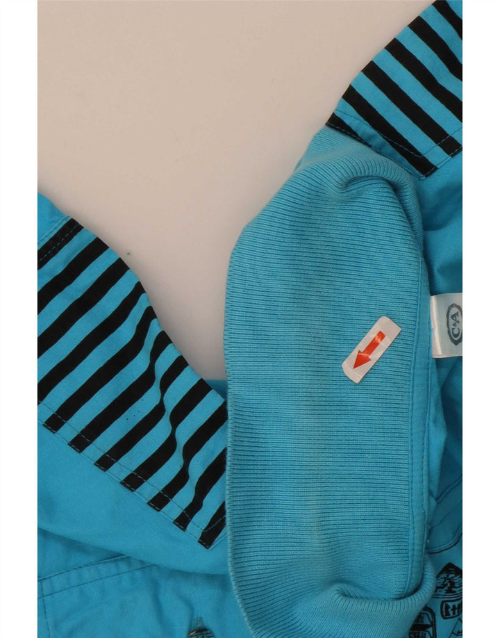 C & A Herren-Kurzarm-Pulloverhemd, Größe L, Blau, Baumwolle