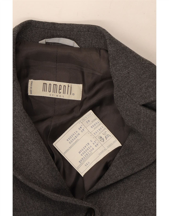 MOMENTI Damen 4-Knopf-Blazerjacke IT 42 Mittelgraues Polyester