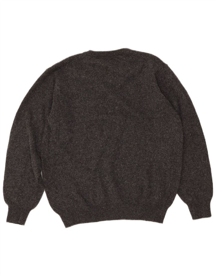 ZARA Herren-Pullover mit V-Ausschnitt aus mittelgrauer Wolle