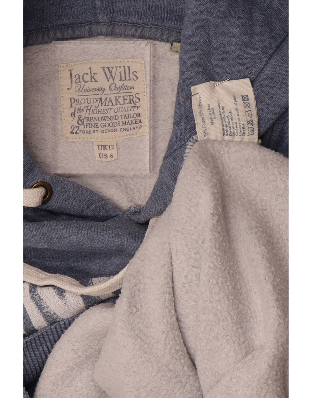JACK WILLS Damen Kapuzenpullover UK 12 Medium Marineblau