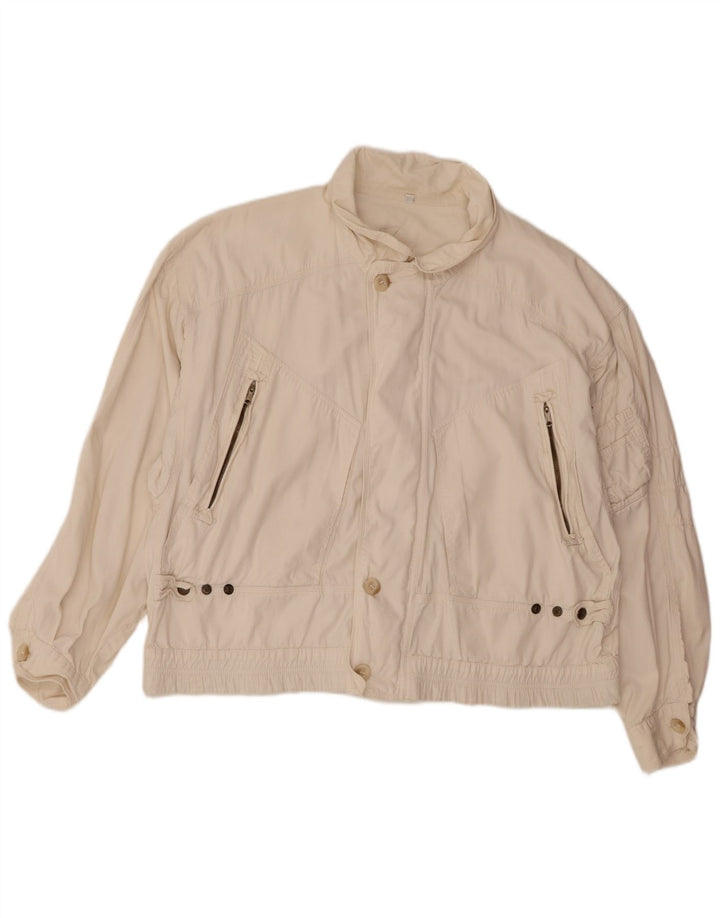 Ciao Herren Bomberjacke IT 48 Medium Off White Baumwolle