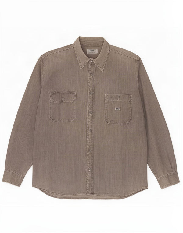 Lee Herren-Jeanshemd XL aus grauer Baumwolle