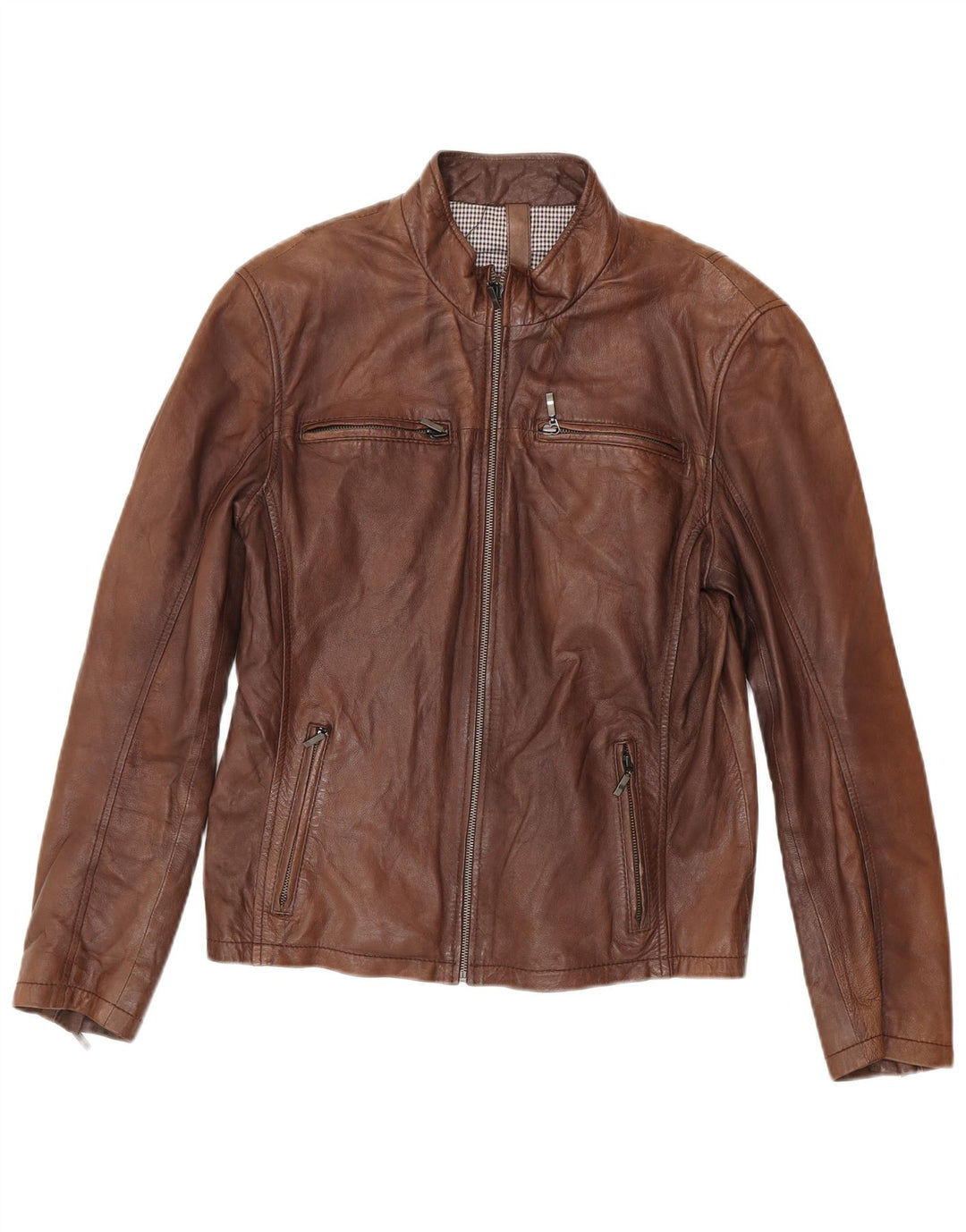 Conbipel Herren Leder Bikerjacke IT 48 Mittelbraunes Lammleder