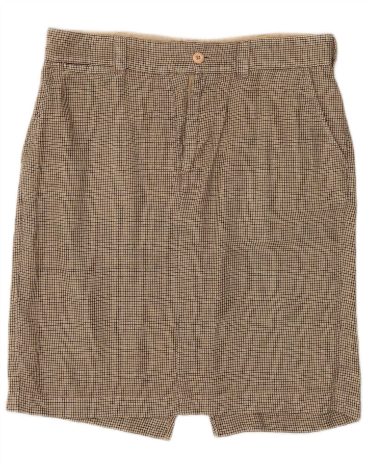Gerader Rock für Damen von Woolrich, W33, groß, beige kariertes Leinen