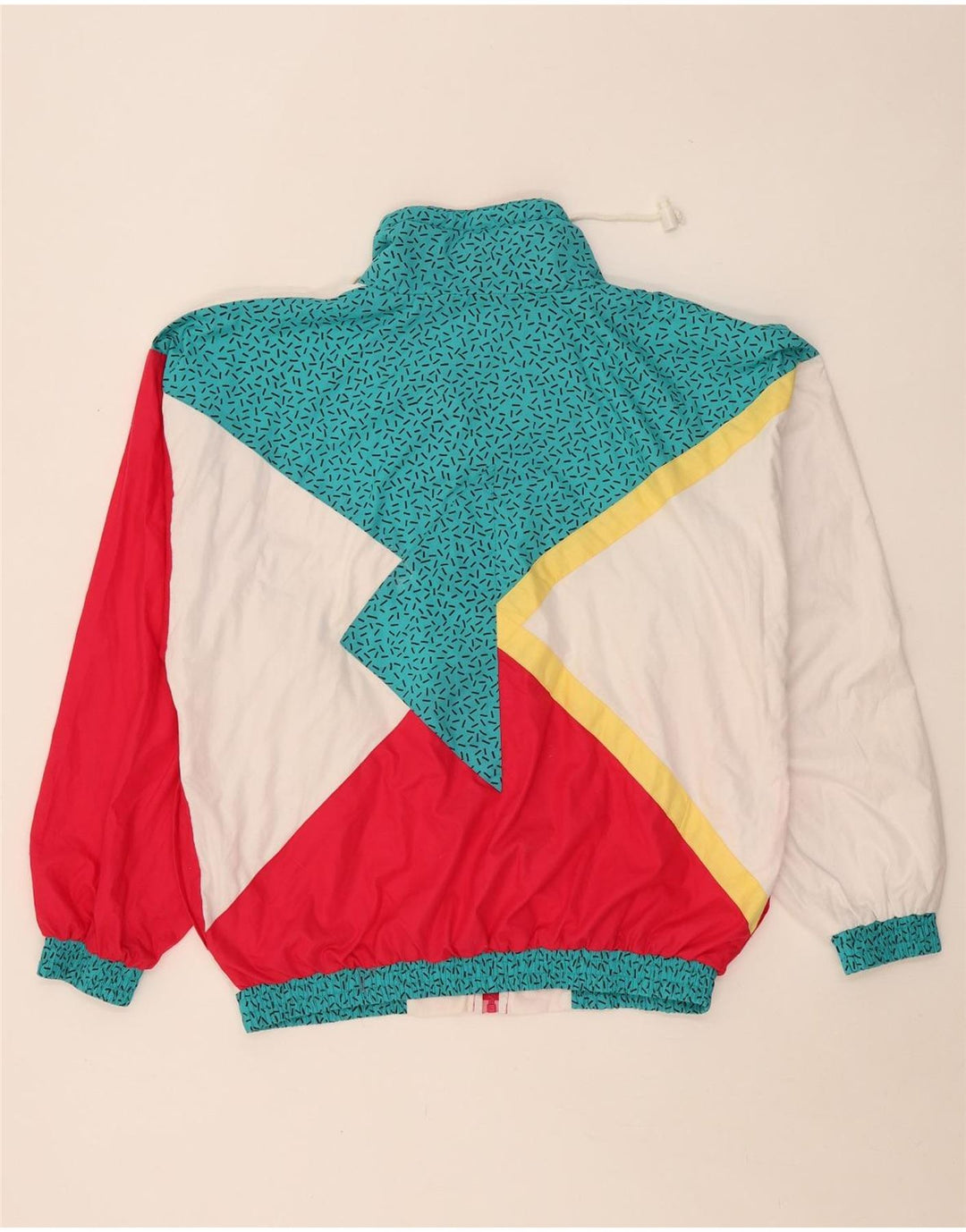 Vintage Herren-Windbreaker-Jacke UK 38 Mittelweißes Colourblock-Polyester