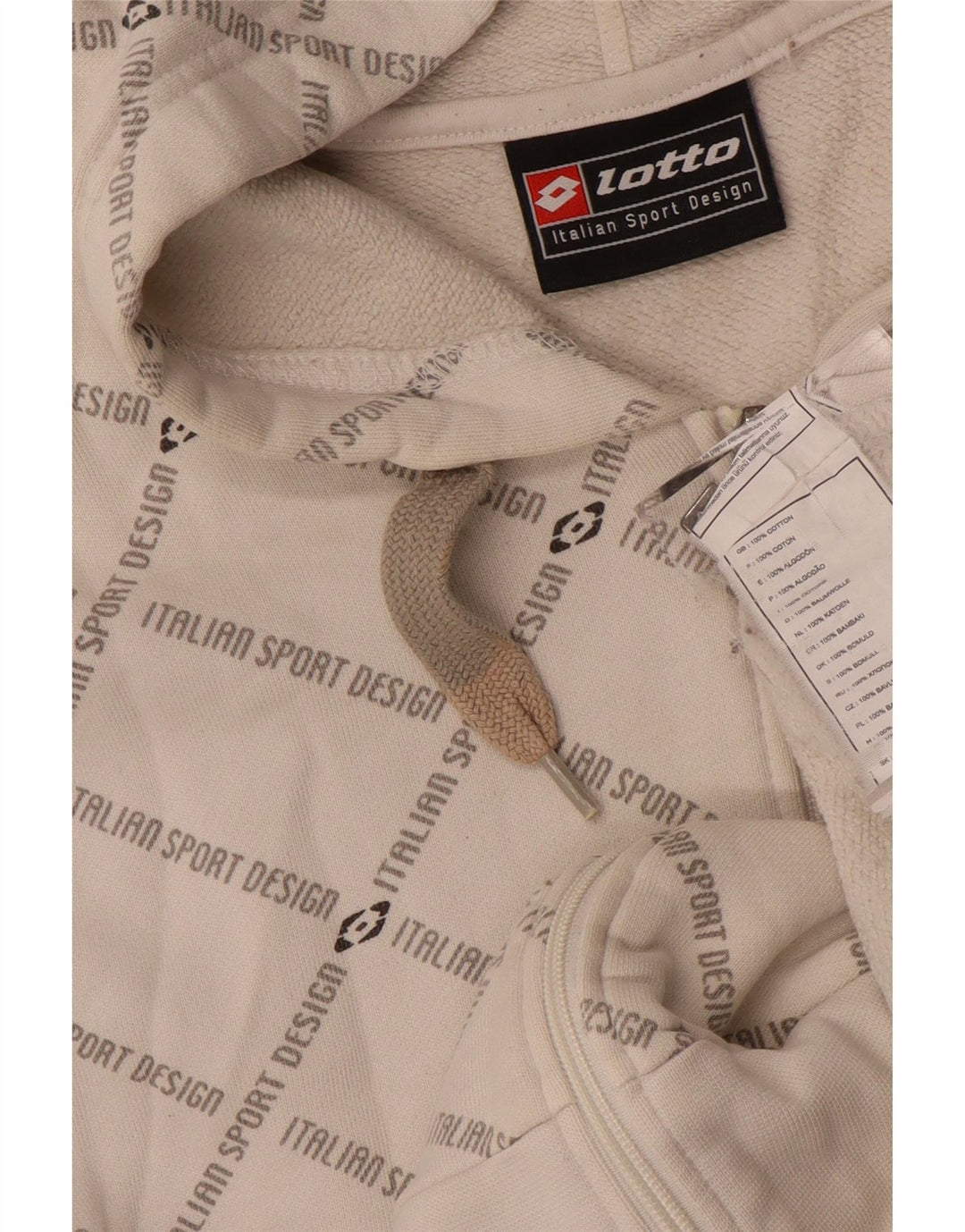 LOTTO Herren-Kapuzenpullover mit grafischem Reißverschluss, mittelweiße Baumwolle