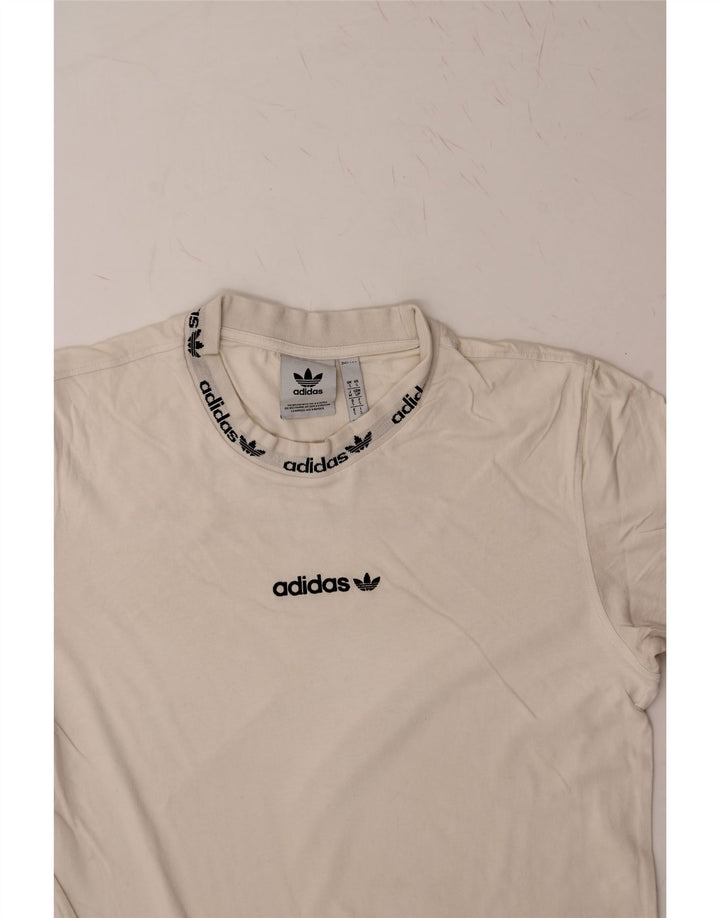 ADIDAS Mens Graphic T-Shirt Top Small Off White Cotton Vintage Adidas and Second-Hand Adidas from Messina Hembry 