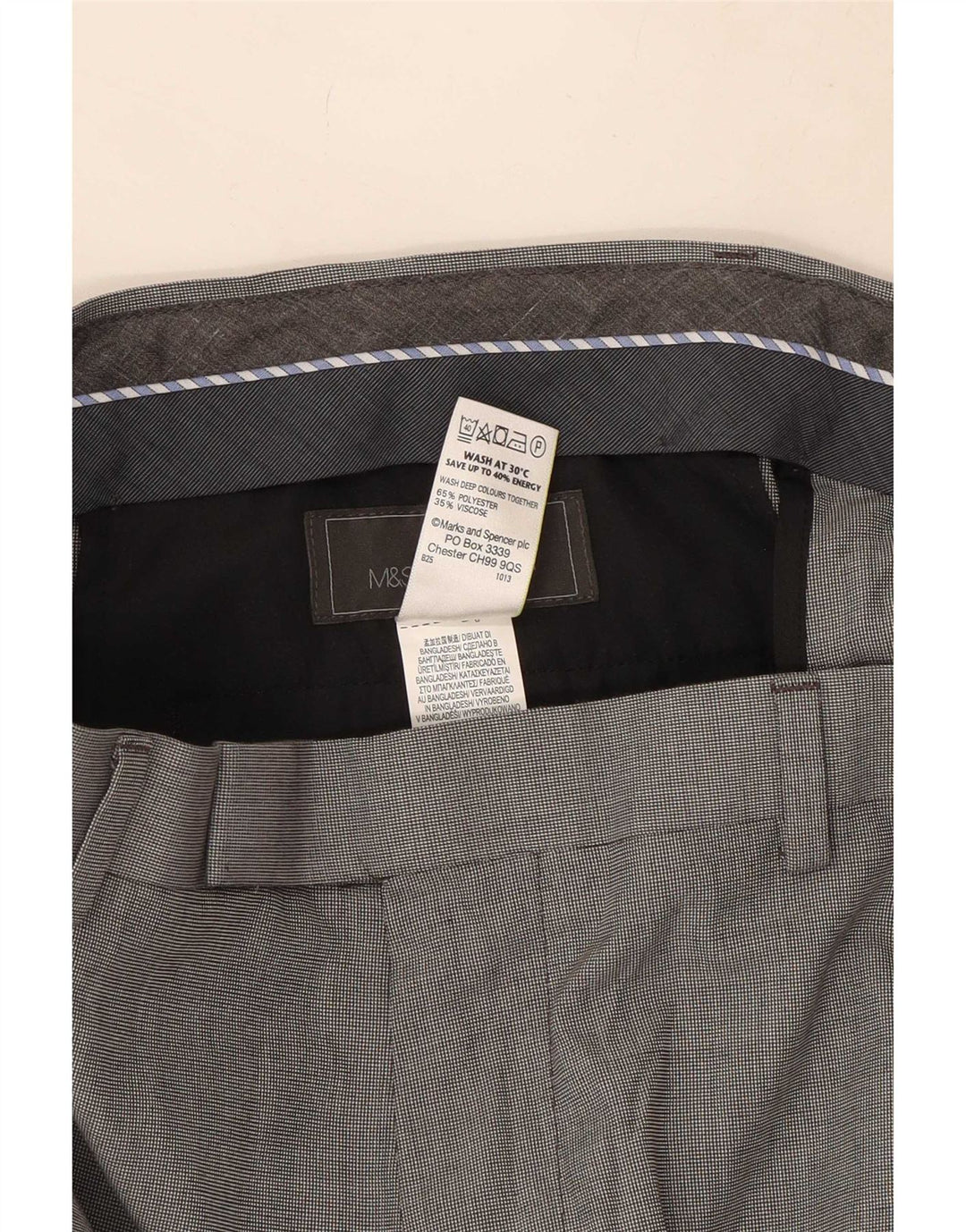 Marks & Spencer Herren-Freizeithose mit maßgeschneiderter Passform, W34, L33, graues Polyester