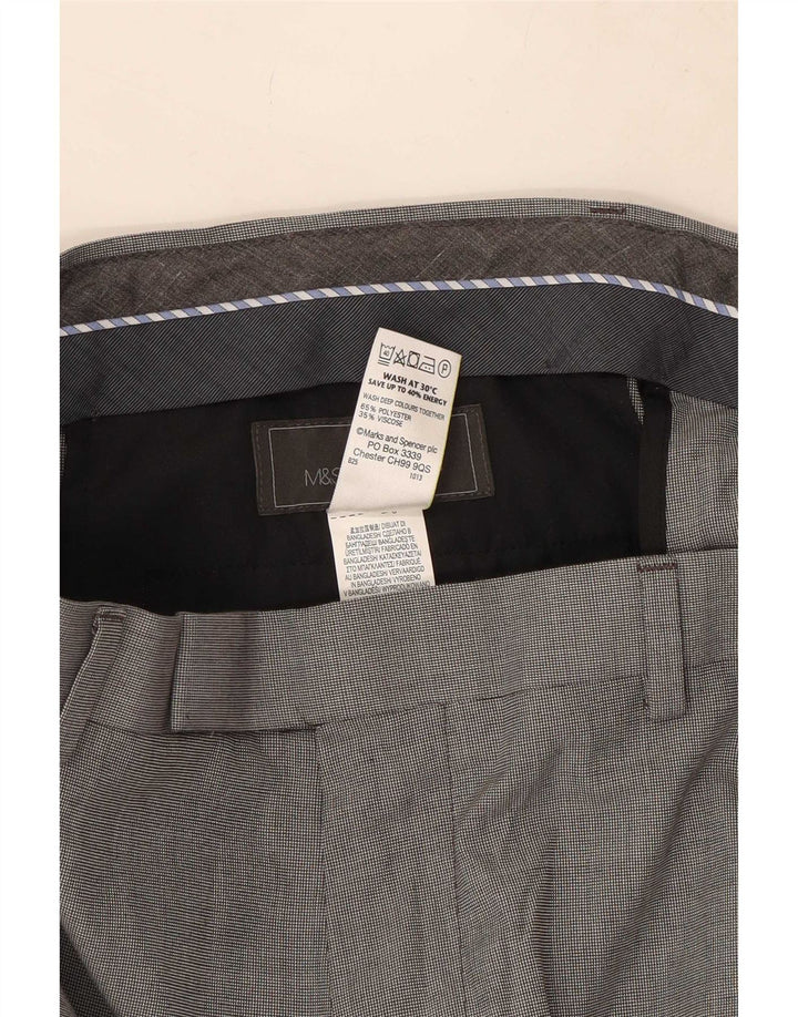 Marks & Spencer Herren-Freizeithose mit maßgeschneiderter Passform, W34, L33, graues Polyester