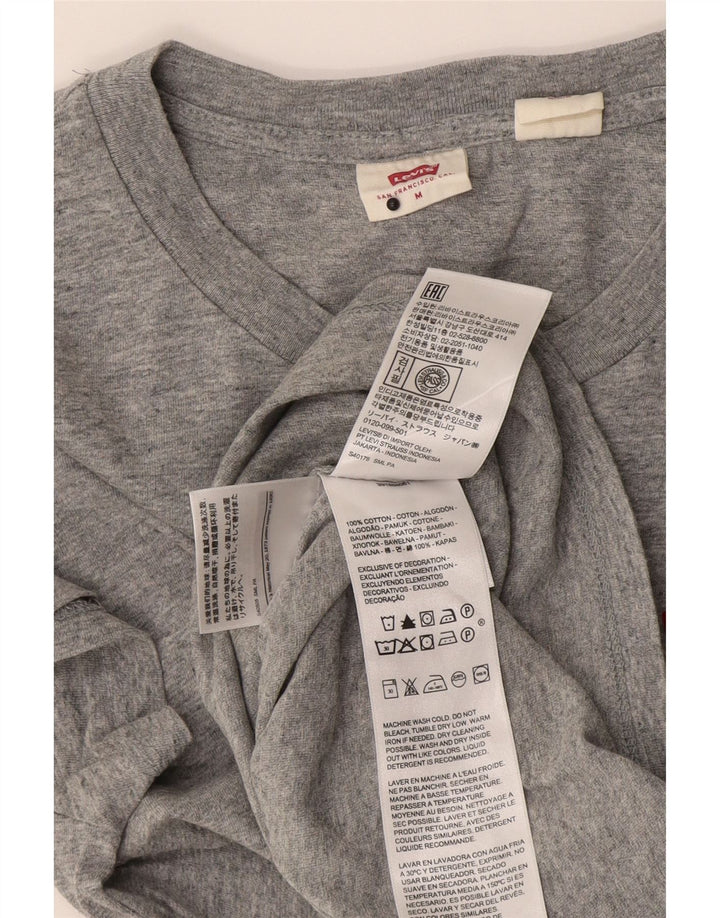 Levi's Damen-T-Shirt-Oberteil UK 12 Mittelgrau gefleckte Baumwolle