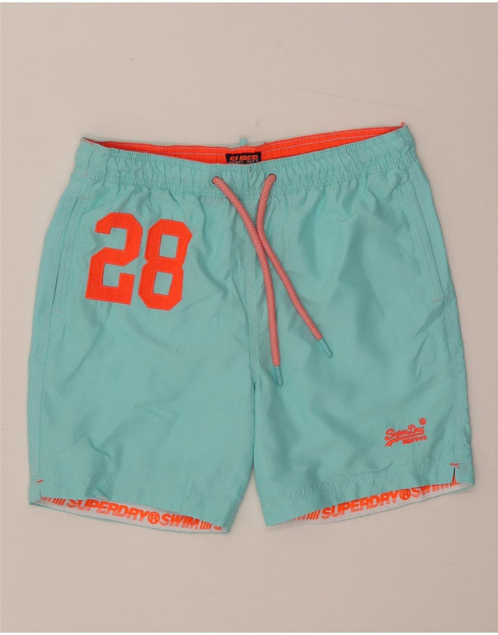 Superdry Herren-Badeshorts mit Grafik, mittelblau, Polyester