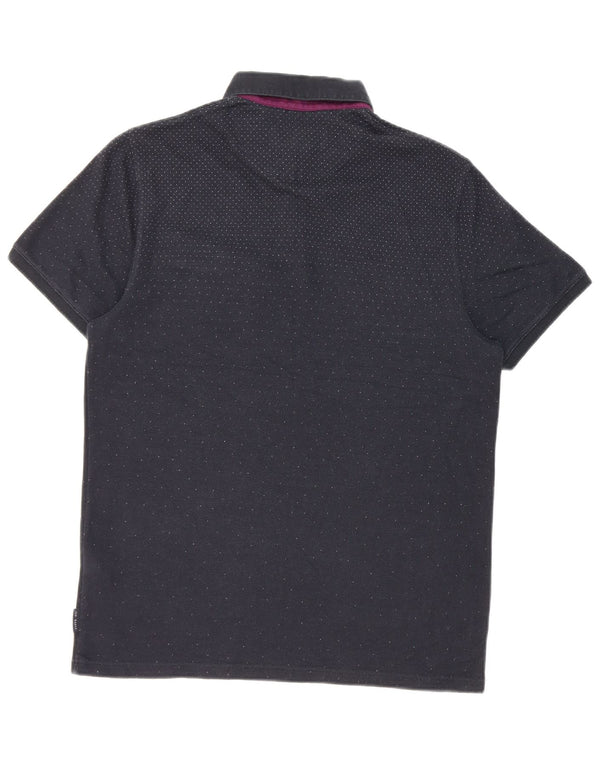 Ted Baker Herren-Poloshirt, Größe 3, mittelgroß, marineblau gepunktete Baumwolle