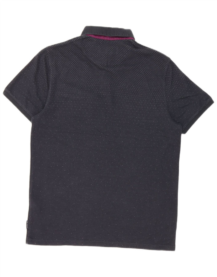 Ted Baker Herren-Poloshirt, Größe 3, mittelgroß, marineblau gepunktete Baumwolle