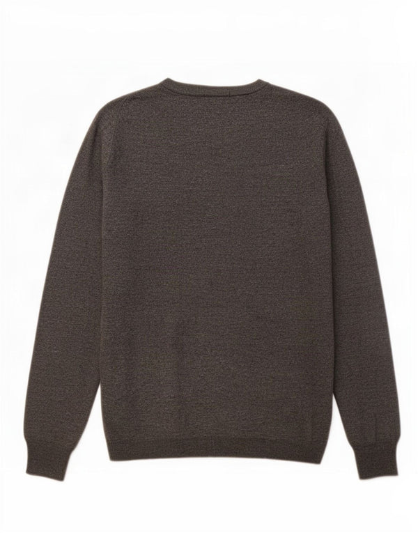 Massimo Dutti Womens V-Neck Jumper Sweater UK 16 Large Grey Argyle/Diamond