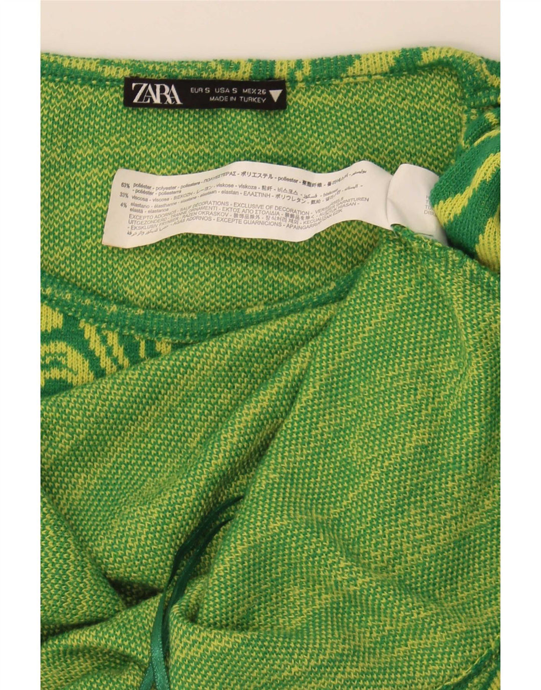 Zara Damen figurbetontes Kleid mit abstraktem Muster und Ausschnitt, Gr. 8, Grün
