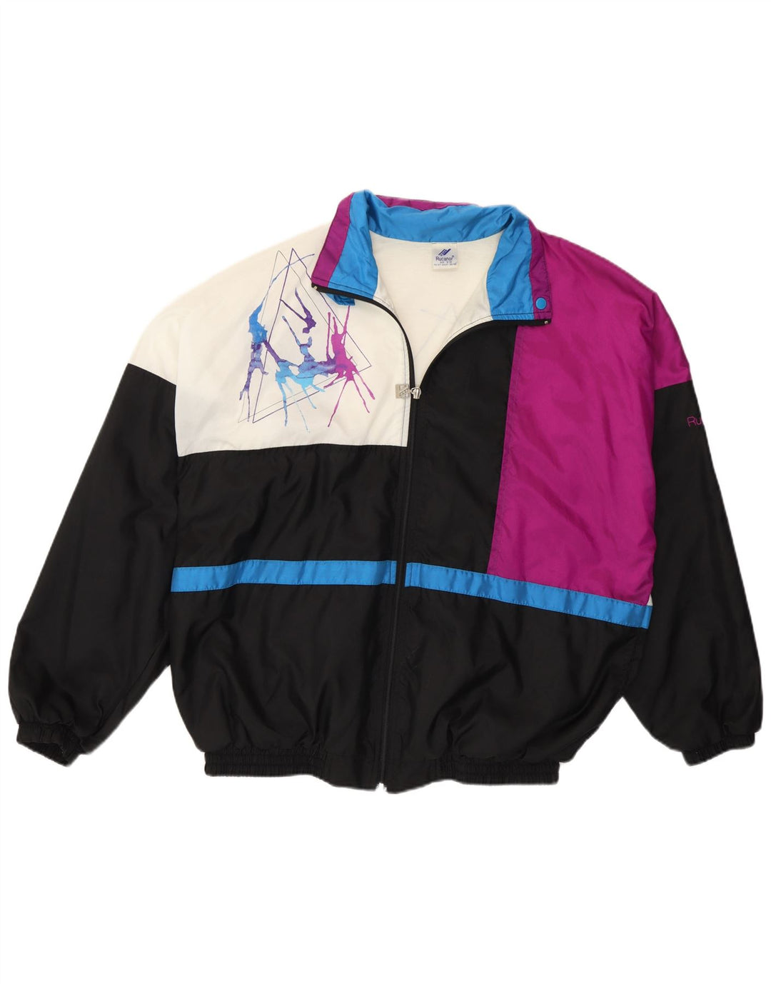 Rucanor Herren-Trainingsanzugoberteil mit Grafik, UK 38/40, Mittelschwarz, Farbblock