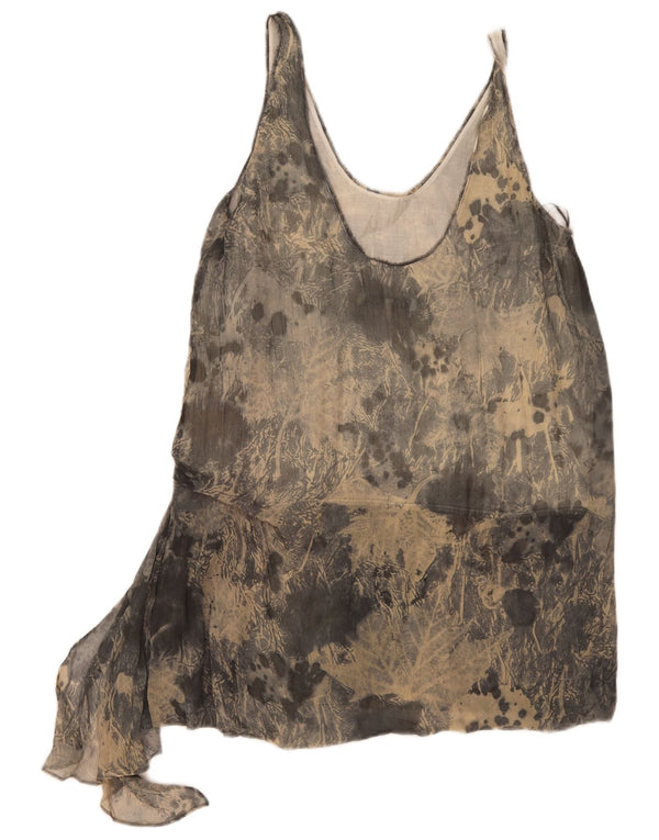 Ärmelloses asymmetrisches Tunika-Oberteil für Damen von Zara, UK 12, Mittelgrau, Batikfärbung