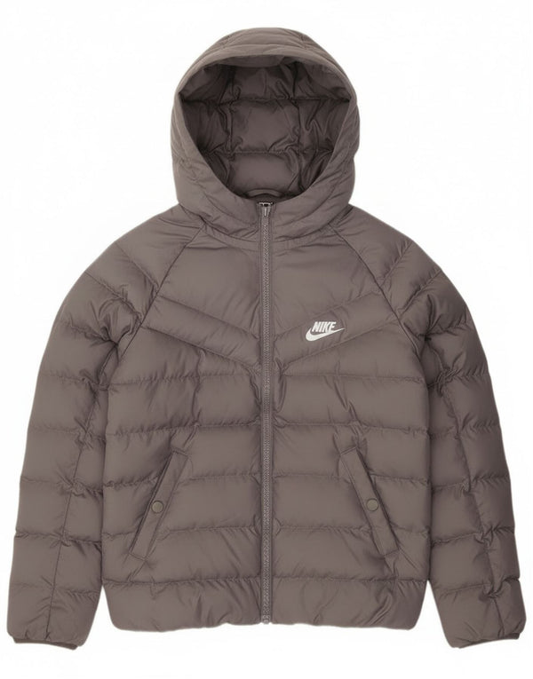 Nike Jungen-Kapuzenjacke, gepolstert, 10–11 Jahre, mittelgraues Polyester