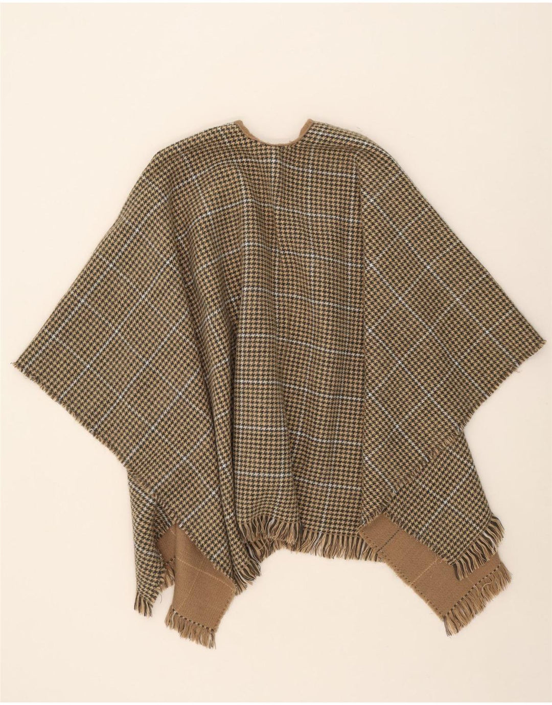 Only Damen Wende-Cape-Mantel, Einheitsgröße, Beige kariert