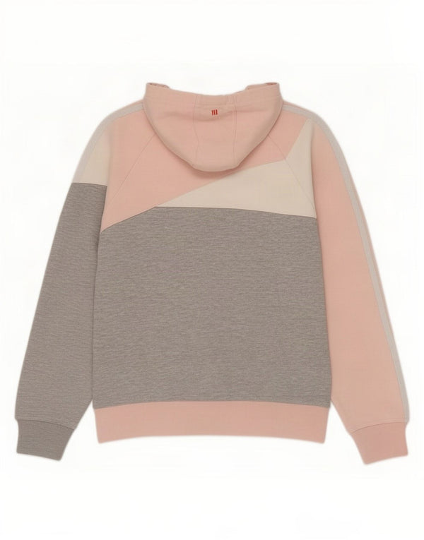 Adidas Damen Kapuzenpullover UK 12 Mittelgraue Colourblock-Baumwolle