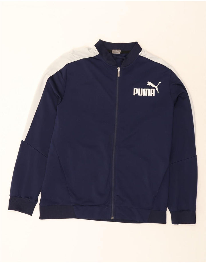 Puma Herren-Trainingsanzug mit grafischem Oberteil, XL, Marineblau, Farbblock