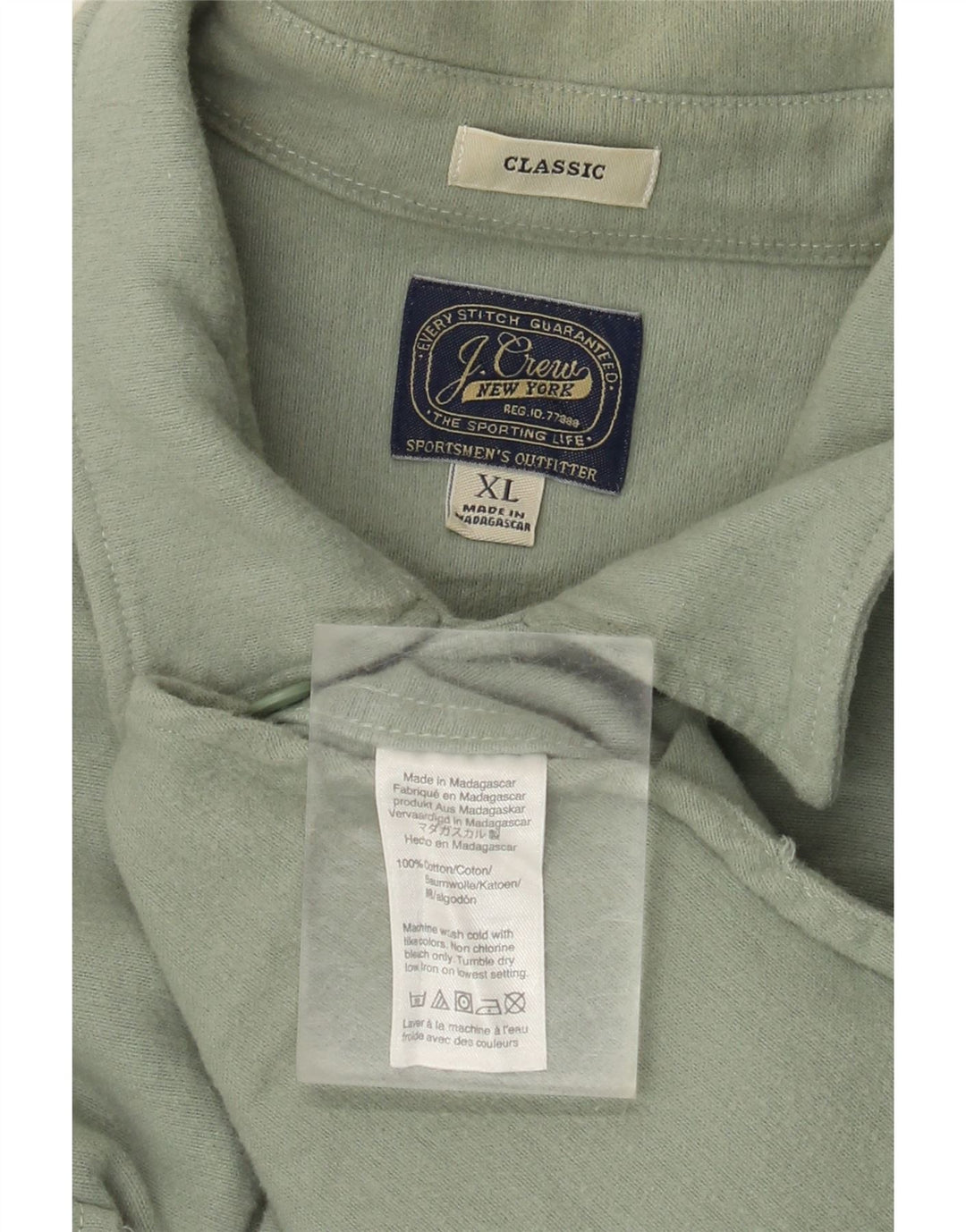 J. CREW Herren-Klassiker-Flanellhemd XL aus grüner Baumwolle