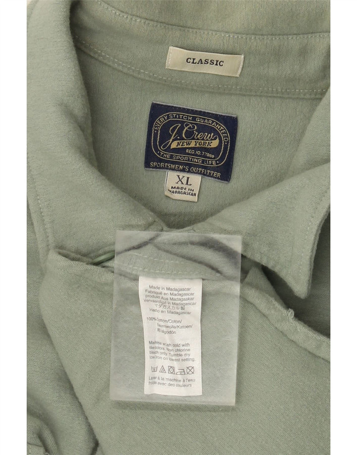 J. CREW Herren-Klassiker-Flanellhemd XL aus grüner Baumwolle