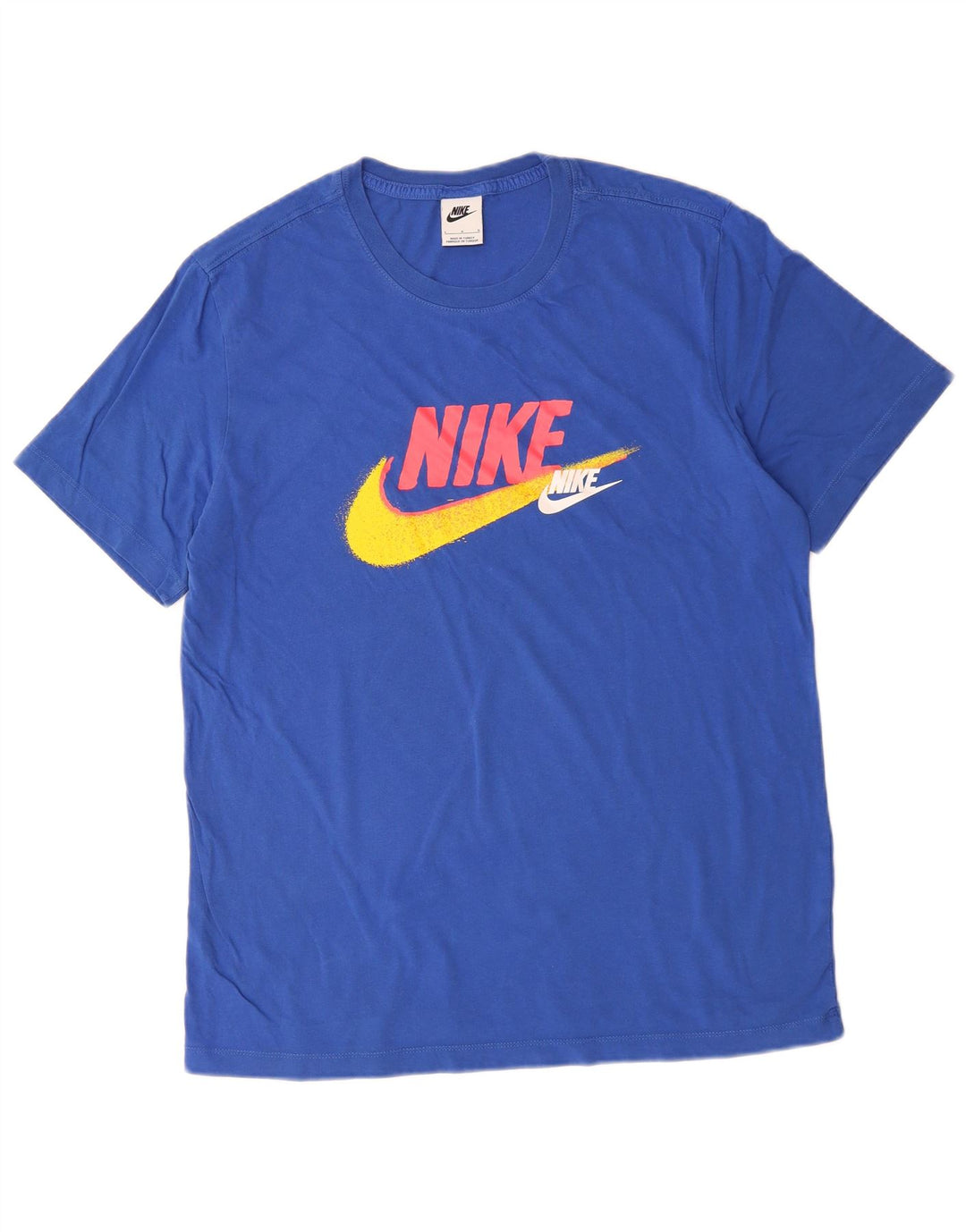 NIKE Mens Graphic T-Shirt Top Large Blue Cotton