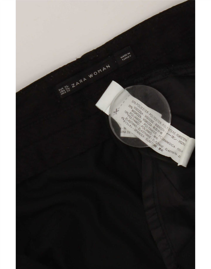 Zara Damen Caprihose mit tiefem Schritt, XL, W36, L19, Schwarz, Polyester