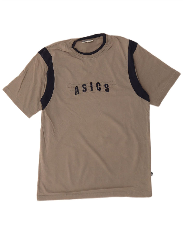 Asics Herren-T-Shirt mit Grafik, Größe S, Grau, Colourblock-Baumwolle