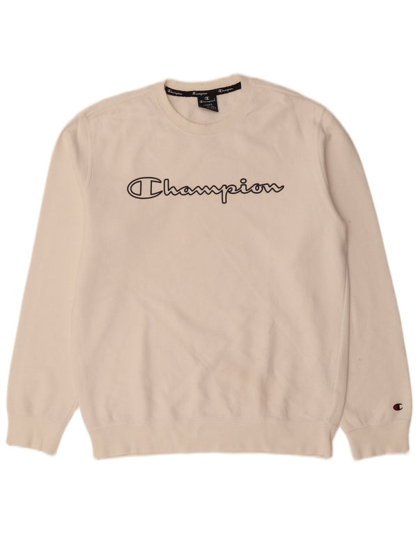 CHAMPION Herren-Sweatshirt mit Grafik, groß, aus weißer Baumwolle