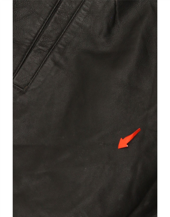 MISS JOY Damen-Ledershorts mit hoher Taille, EU 38, Mittel W25, schwarzes Leder