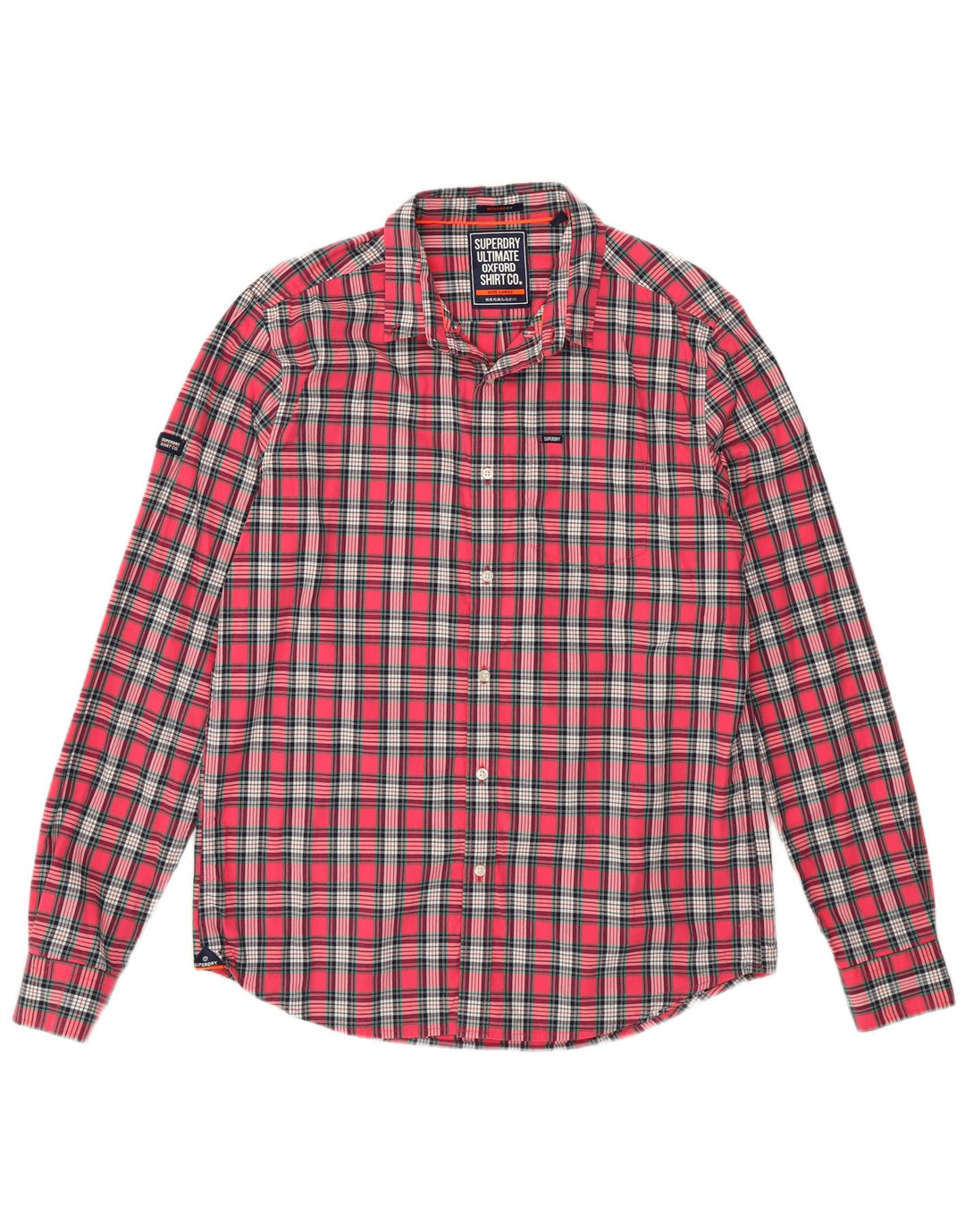 SUPERDRY Herren-Flanellhemd mit normaler Passform, groß, rosa kariert, Baumwolle