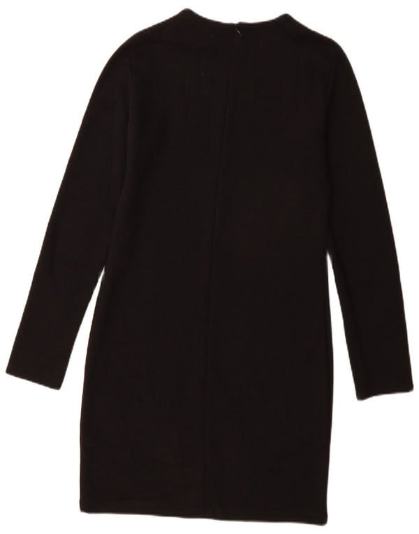 Zara Damen Pulloverkleid UK 12 Mittelschwarze Baumwolle