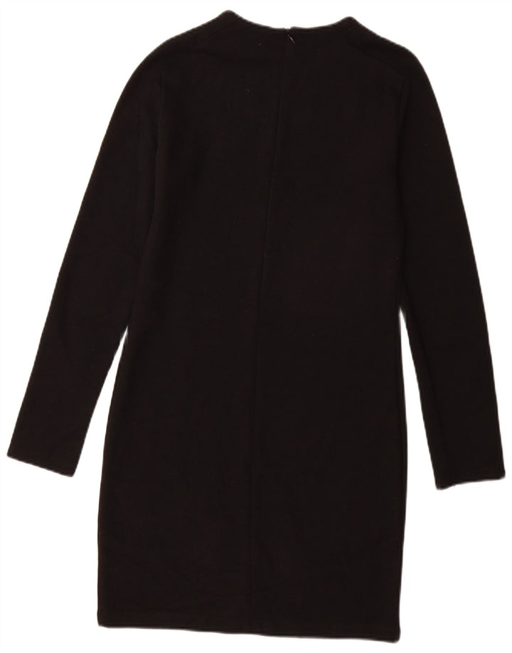 Zara Damen Pulloverkleid UK 12 Mittelschwarze Baumwolle