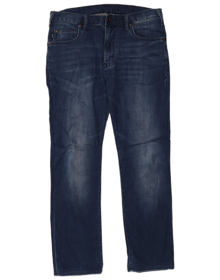 Armani Herren Straight Jeans W31 L30 Blaue Baumwolle