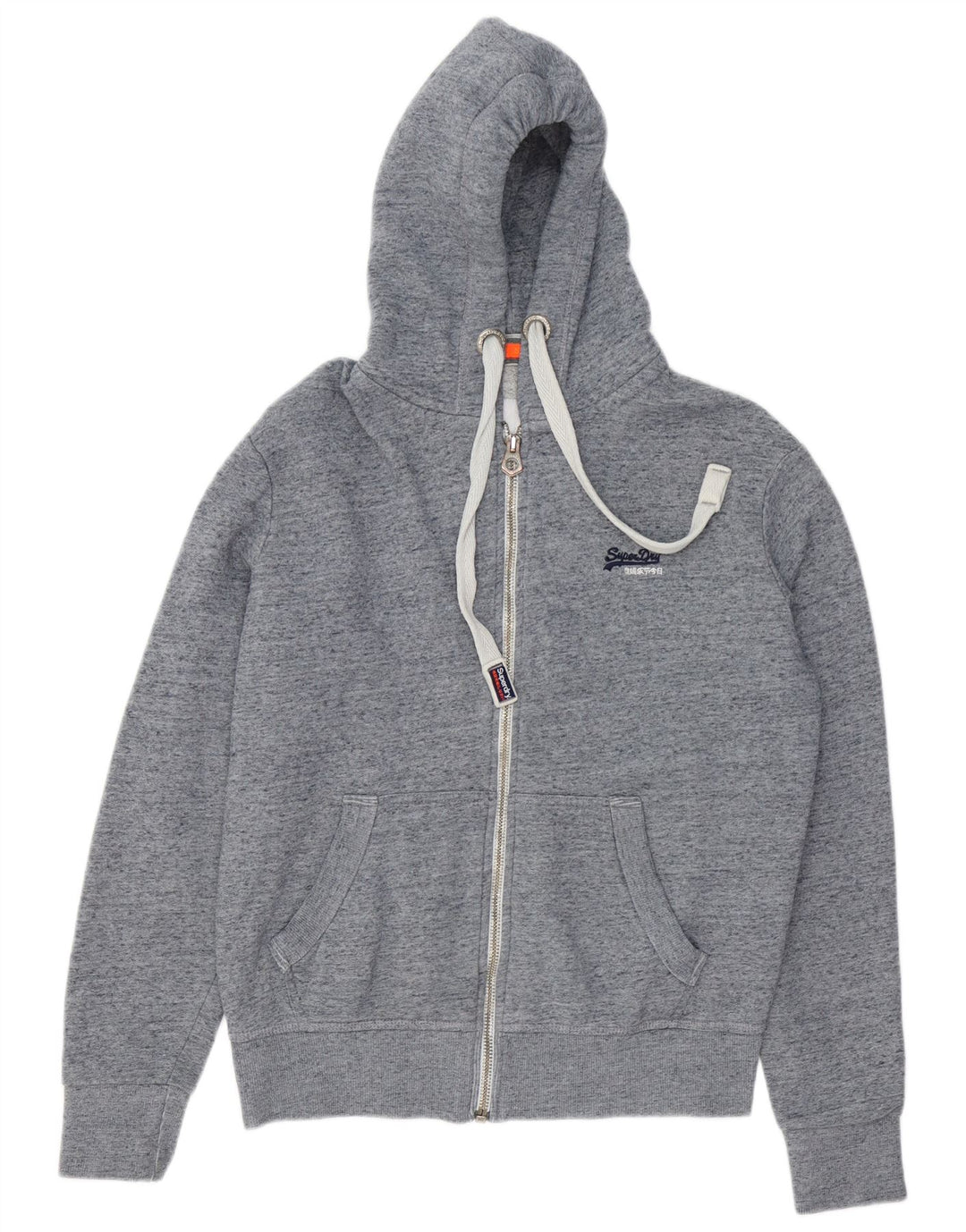 Superdry Herren-Kapuzenpullover mit Reißverschluss, mittelblau gefleckte Baumwolle