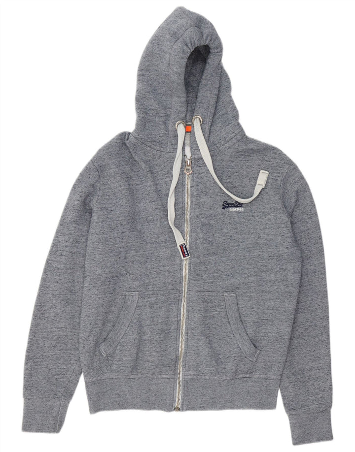 Superdry Herren-Kapuzenpullover mit Reißverschluss, mittelblau gefleckte Baumwolle
