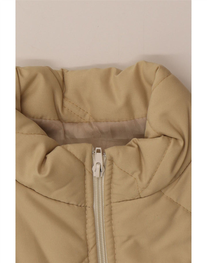VINTAGE Wattierte Damenweste UK 12 Mittelbeige