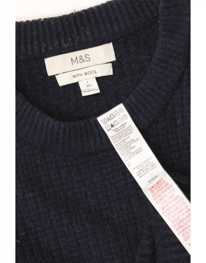Marks & Spencer Herren-Pullover mit Rundhalsausschnitt, groß, Marineblau, Acryl
