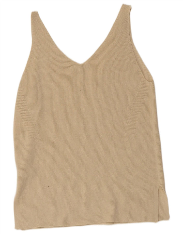 Marks & Spencer Damen Weste Top UK 14 Large Beige Baumwolle
