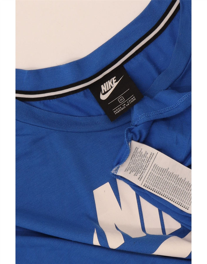 Nike Damen Grafik T-Shirt Top UK 22 3XL Blau Polyester