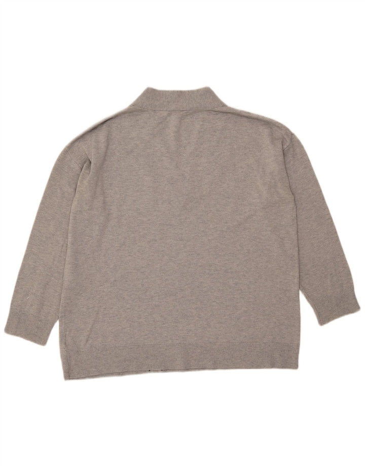 Gap Damen-Pullover mit V-Ausschnitt, übergroß, Gr. 40, Größe L, Grau meliert