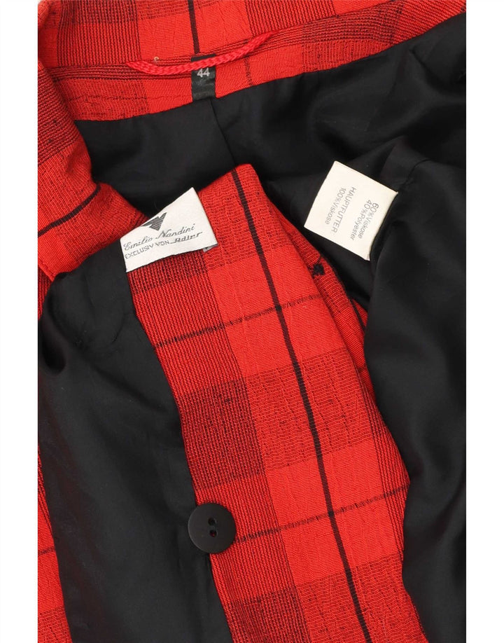 Vintage Damen Zweireiher Blazer Jacke EU 44 XL Rot Kariert Viskose