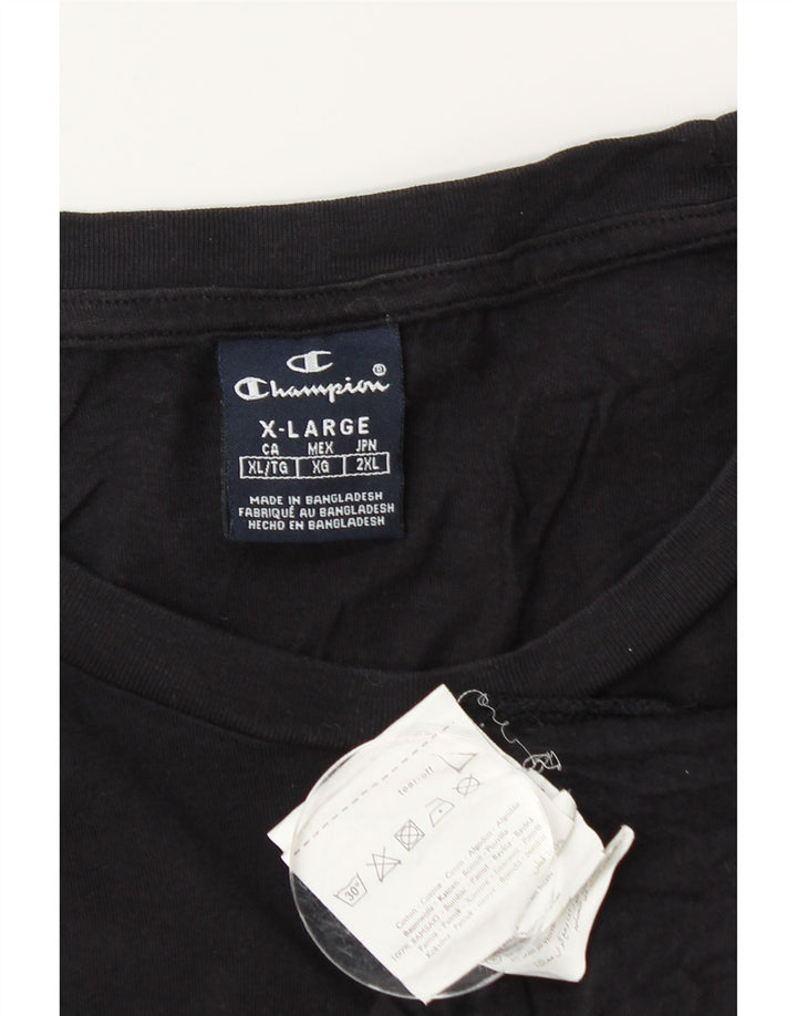 CHAMPION Herren Grafik T-Shirt Top XL Schwarz Baumwolle