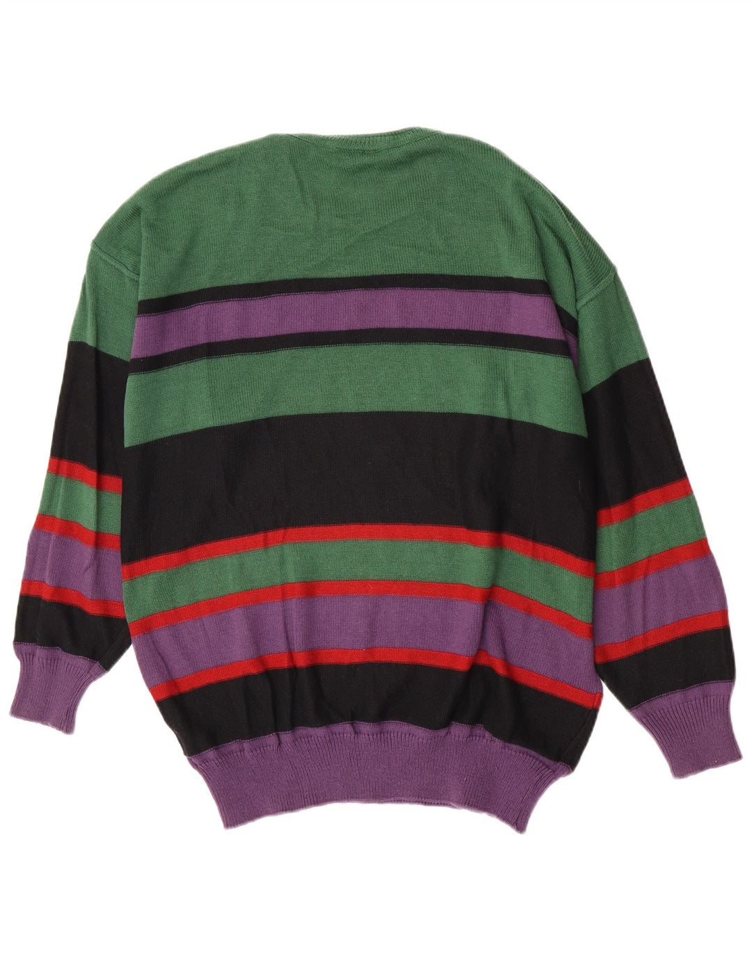 Baffo Herren-Pullover mit Rundhalsausschnitt, groß, grün gestreift