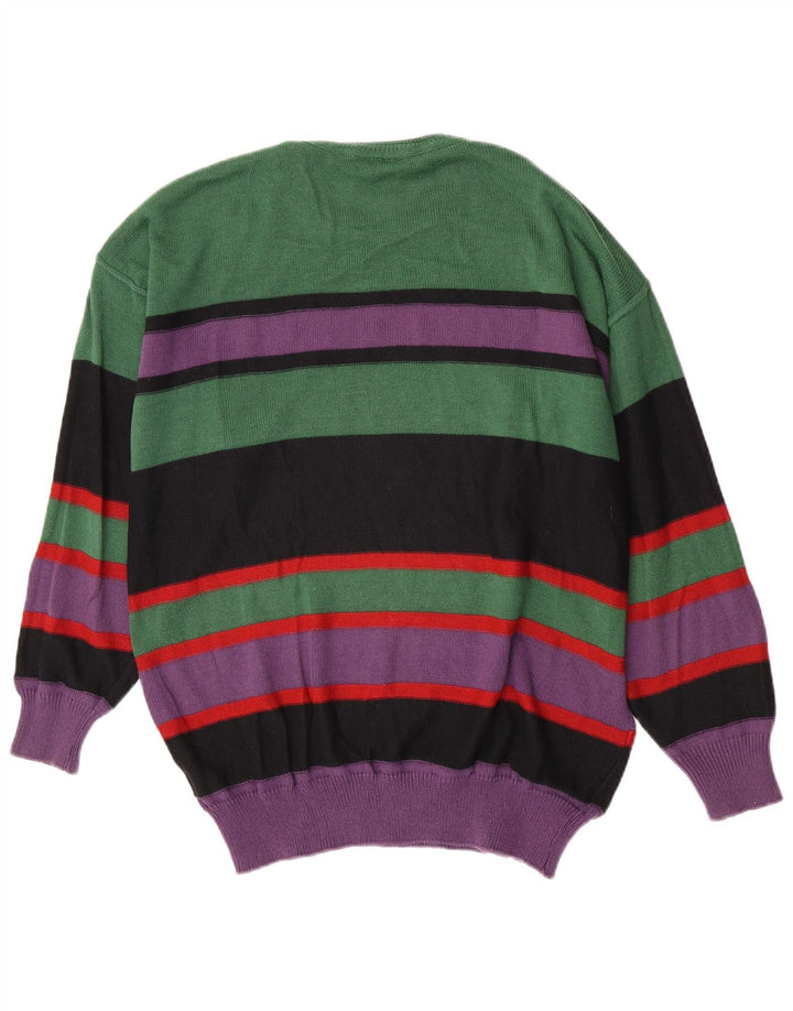 Baffo Herren-Pullover mit Rundhalsausschnitt, groß, grün gestreift