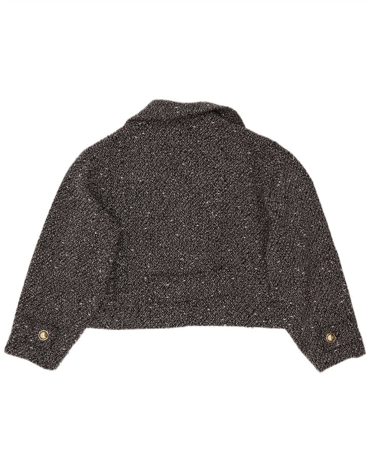 ZARA Damen Oversized Crop Blazer Jacke UK 18 XL Schwarz meliert