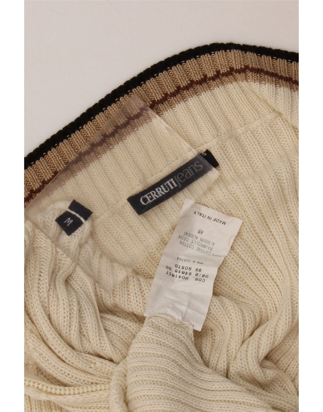 CERRUTI 1881 Damen-Cardigan-Pullover UK 12 Mittelweiße Baumwolle
